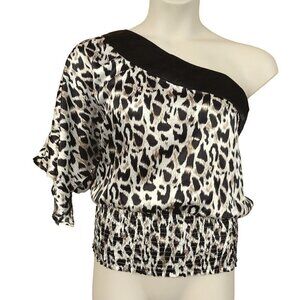 Cotton Express Women's One Shoulder Animal Print Top